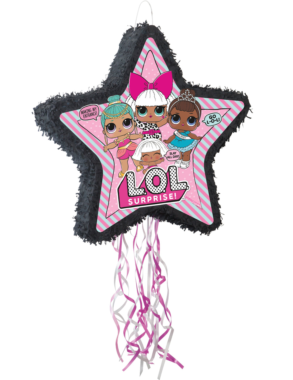 Piñata LOL Surprise™ pour enfant en forme d'étoile noire et rose