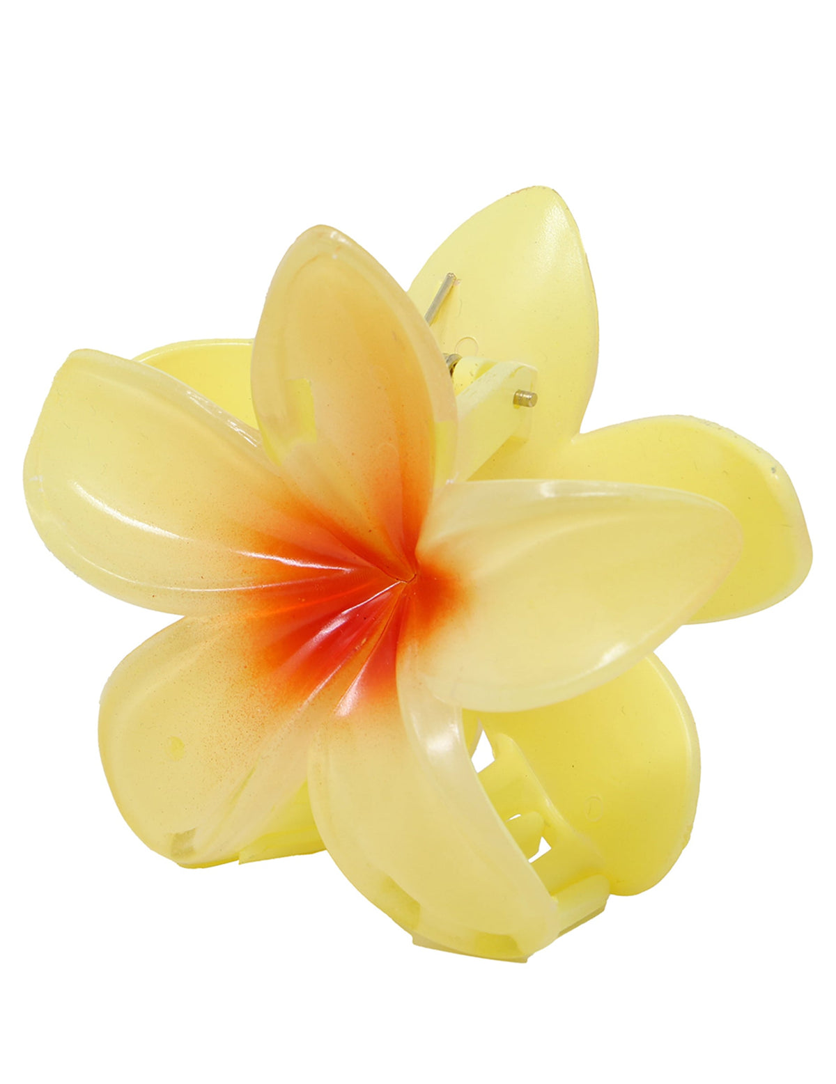 Vue de profil de la pince à cheveux fleur de vahiné