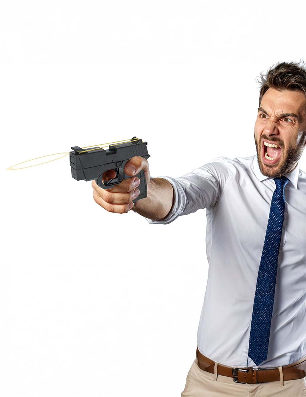 Mise en situation d'utilisation du Pistolet à bande élastique pour adulte