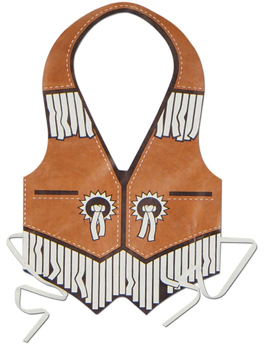 Tablier Cow-Boy pour homme en plastique marron avec franges blanches