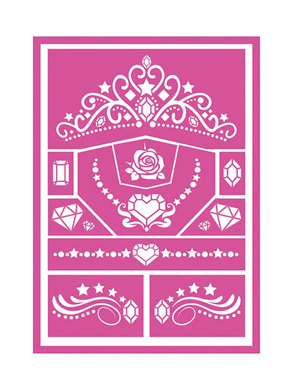 Pochoirs de maquillage princesse rose et blanc avec motifs de diadème et de cœur