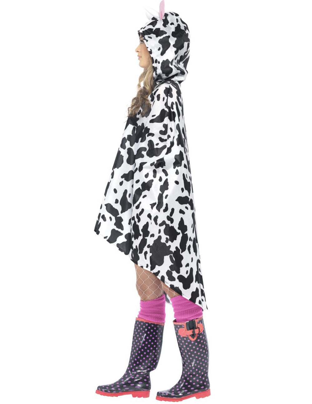 Vue de profil du poncho vache pour adulte