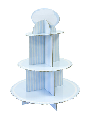 Bijelo-plavi kartonski stalak za kolačiće 30 x 42 cm za baby shower