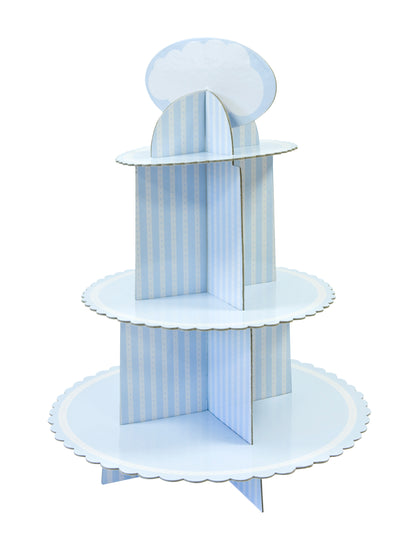 Bijelo-plavi kartonski stalak za kolačiće 30 x 42 cm za baby shower