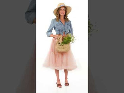 Ružičasta bež tille petticoat 65 cm