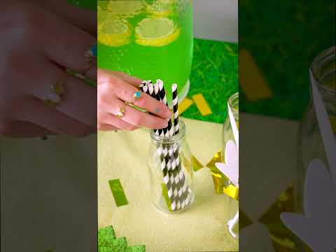 10 Pailles en carton rayées noires 19,5 cm