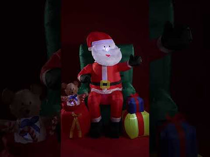 Animirana napuhana dekoracija Djed Božićnjak koji sjedi s poklonima 122 cm 