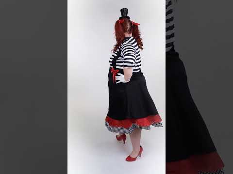 Déguisement mime robe noir et rouge grande taille femme