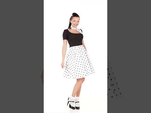 Jupe et foulard blancs à pois années 50 femme