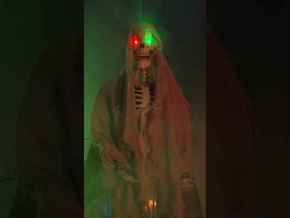 Svjetleći sivi viseći kostur za Noć vještica 180 cm