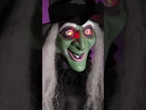 Décoration sorcière animée lumineuse et parlante Halloween