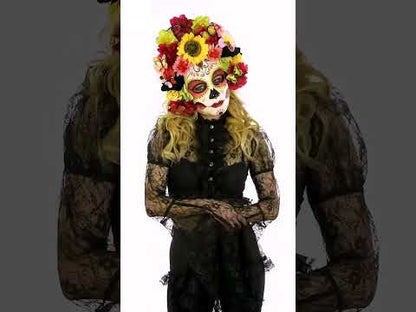 Polumaska lubanje za odrasle sa šarenim cvijećem