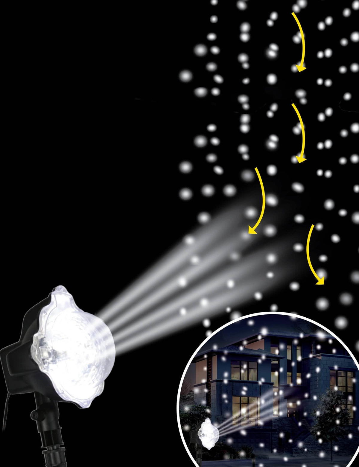 LED projektor s efektom snijega za vani bijela
