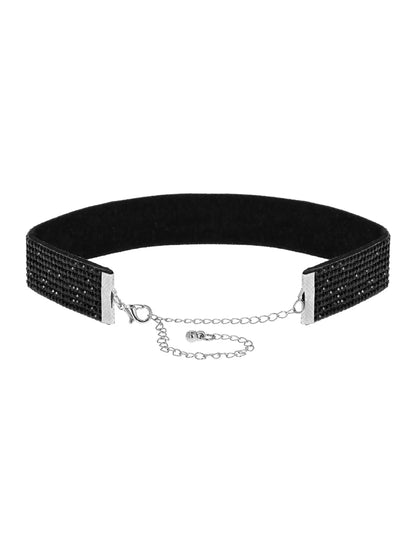 Crni choker sa štrasom za odrasle