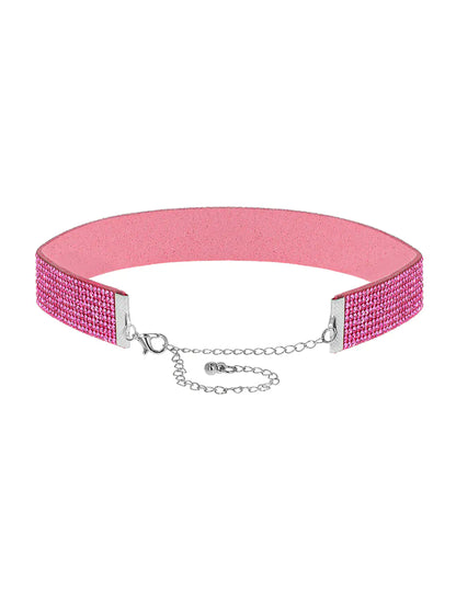 Ružičasti choker s cirkonima za odrasle