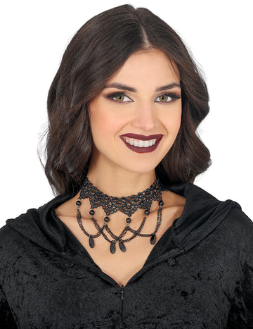 Crna čipka i lančana choker