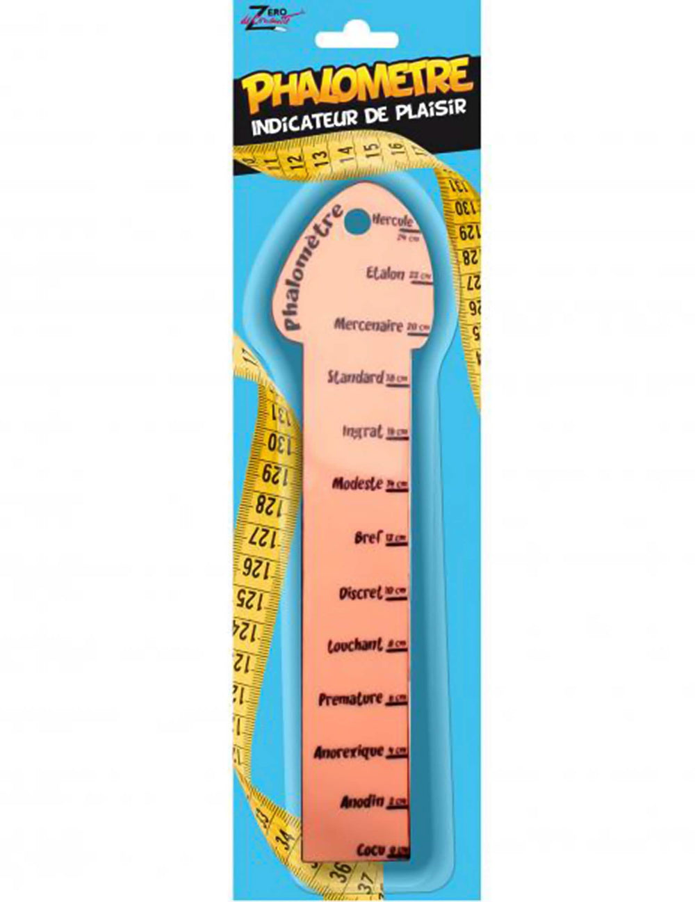 Règle humoristique zizi phalomètre pour adulte orange et jaune