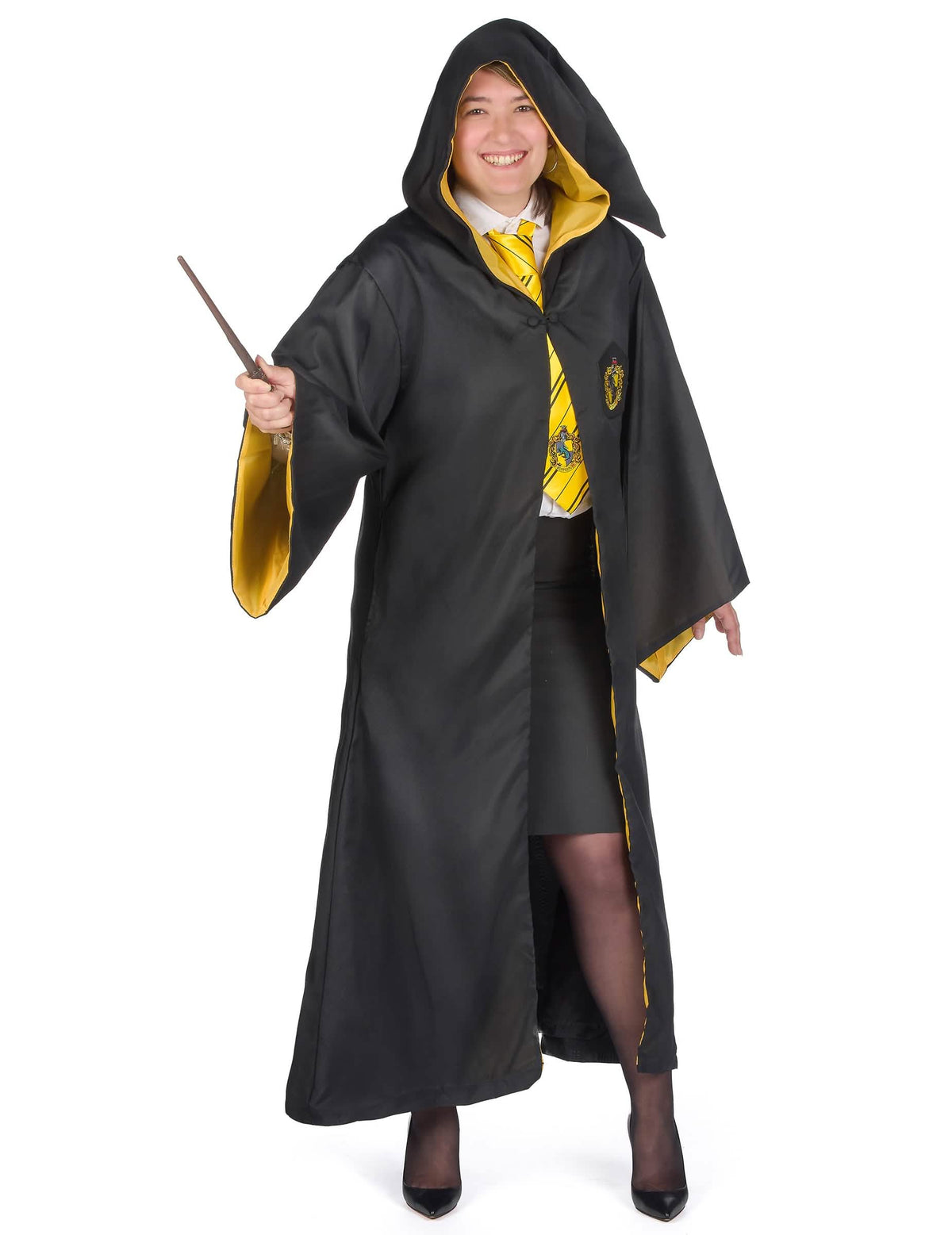 Prednji prikaz s palicom Replika luksuz haljine čarobnjaka Hufflepuff