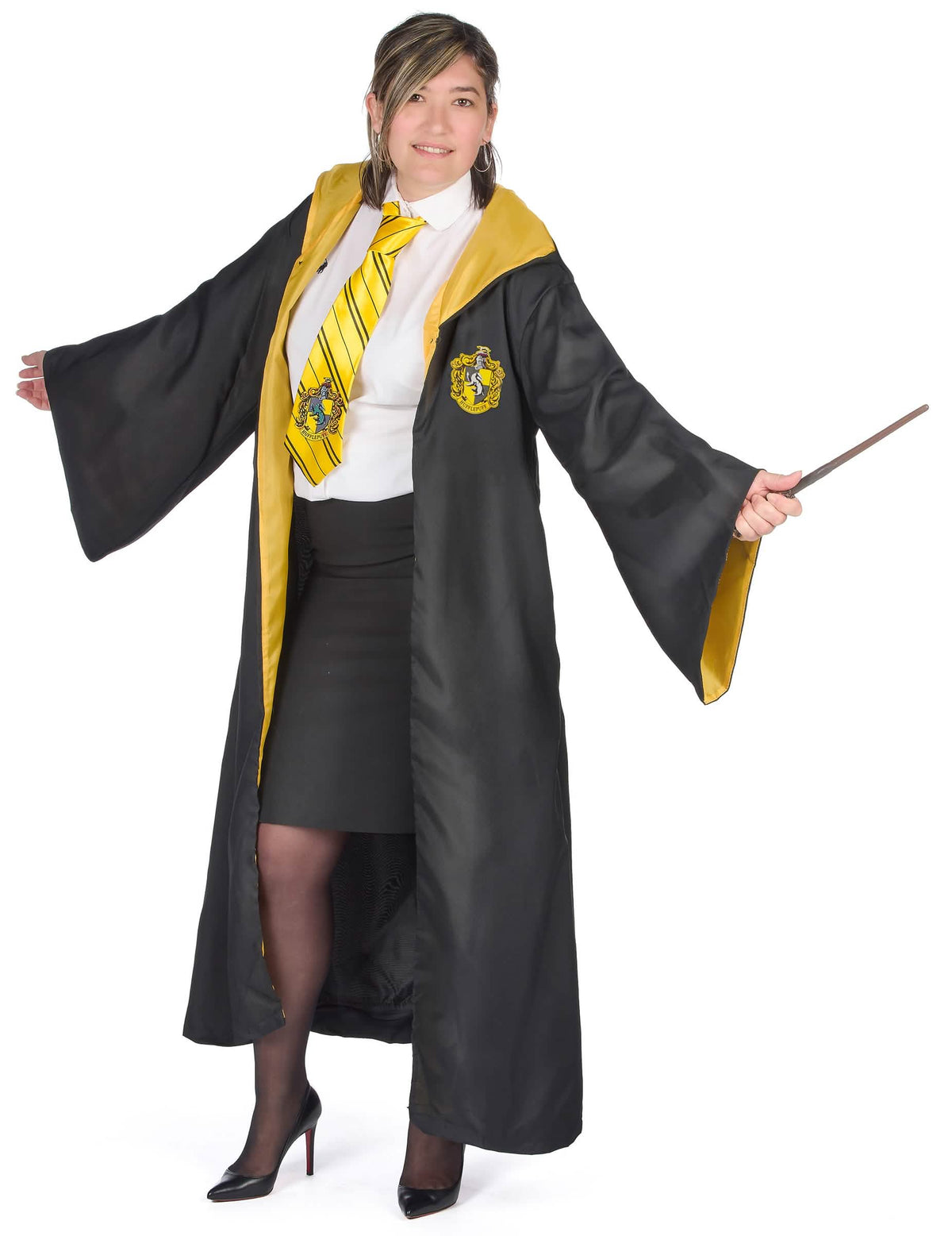 Prednji prikaz s palicom Replika luksuz haljine čarobnjaka Hufflepuff