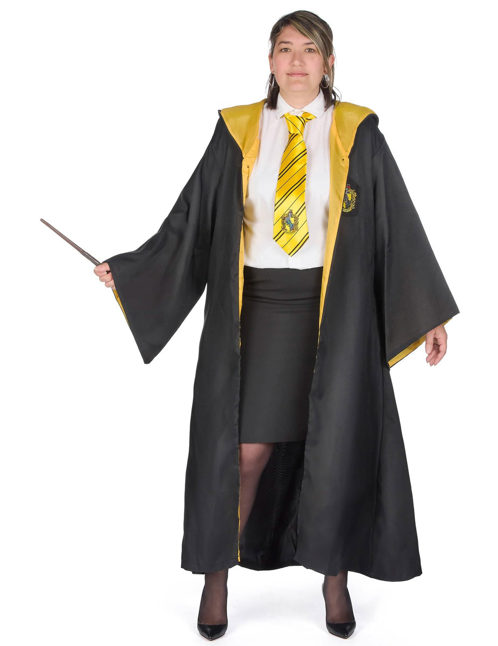 Prednji prikaz s palicom Replika luksuz haljine čarobnjaka Hufflepuff