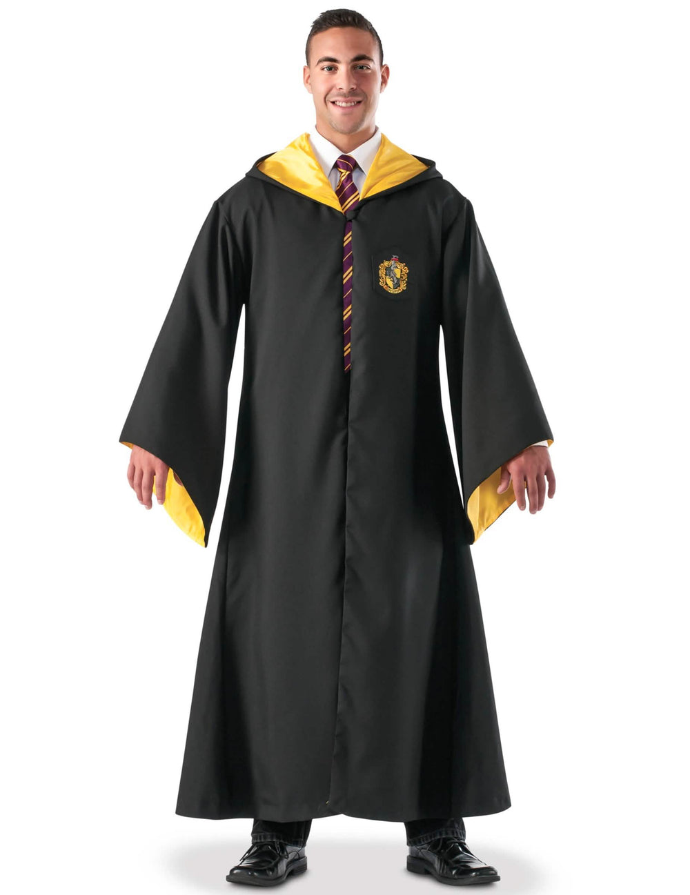Replika luksuz haljina čarobnjaka Hufflepuff za odrasli crna i žuta