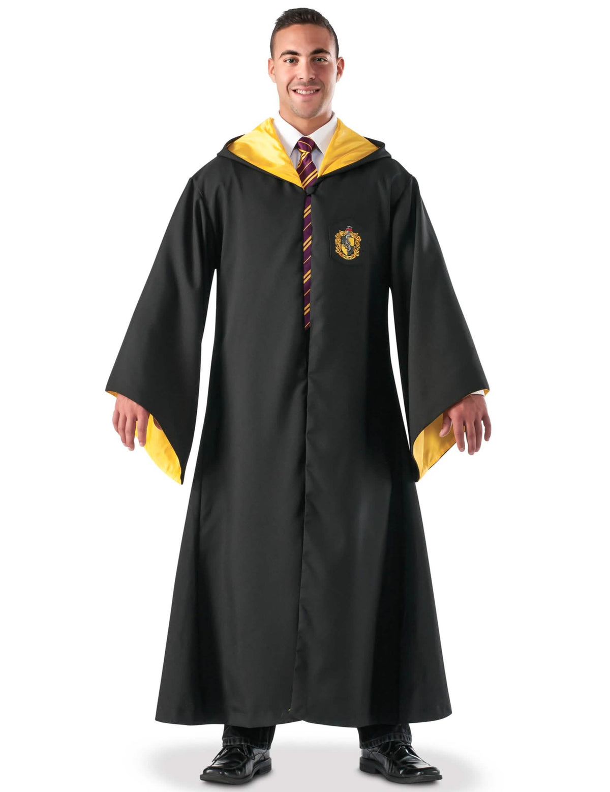 Replika luksuz haljina čarobnjaka Hufflepuff za odrasli crna i žuta