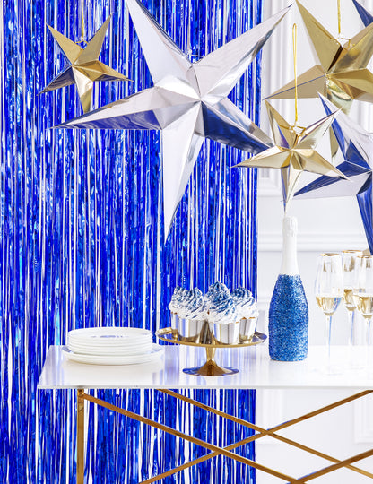 Rideau de fils bleu nuit métallisé 90 x 250 cm