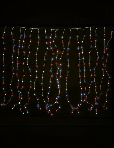 Rideau lumineux multicolore pour fête 90 LED rouge et bleu