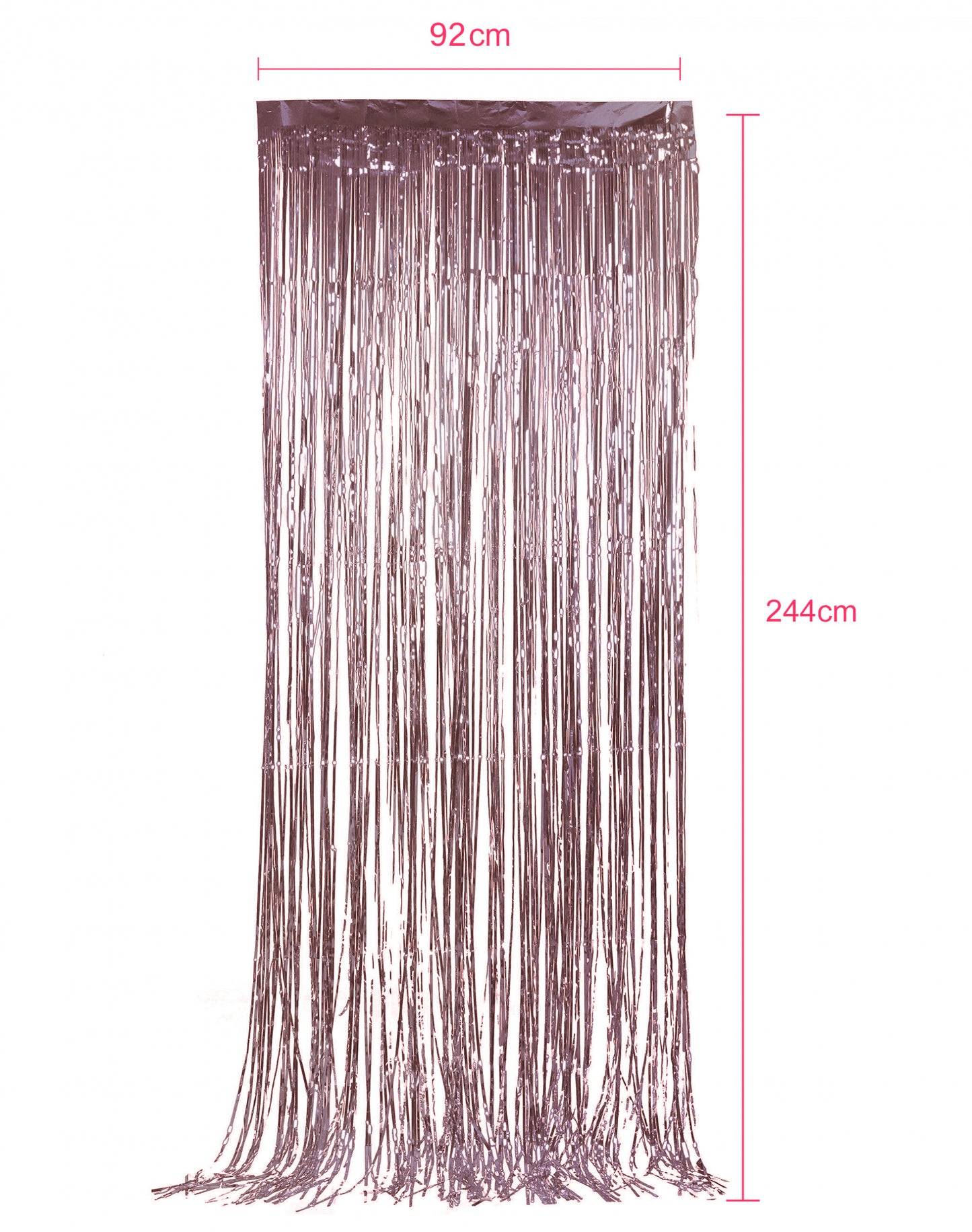 Dimensions du rideau scintillant à franges pour fête rose gold