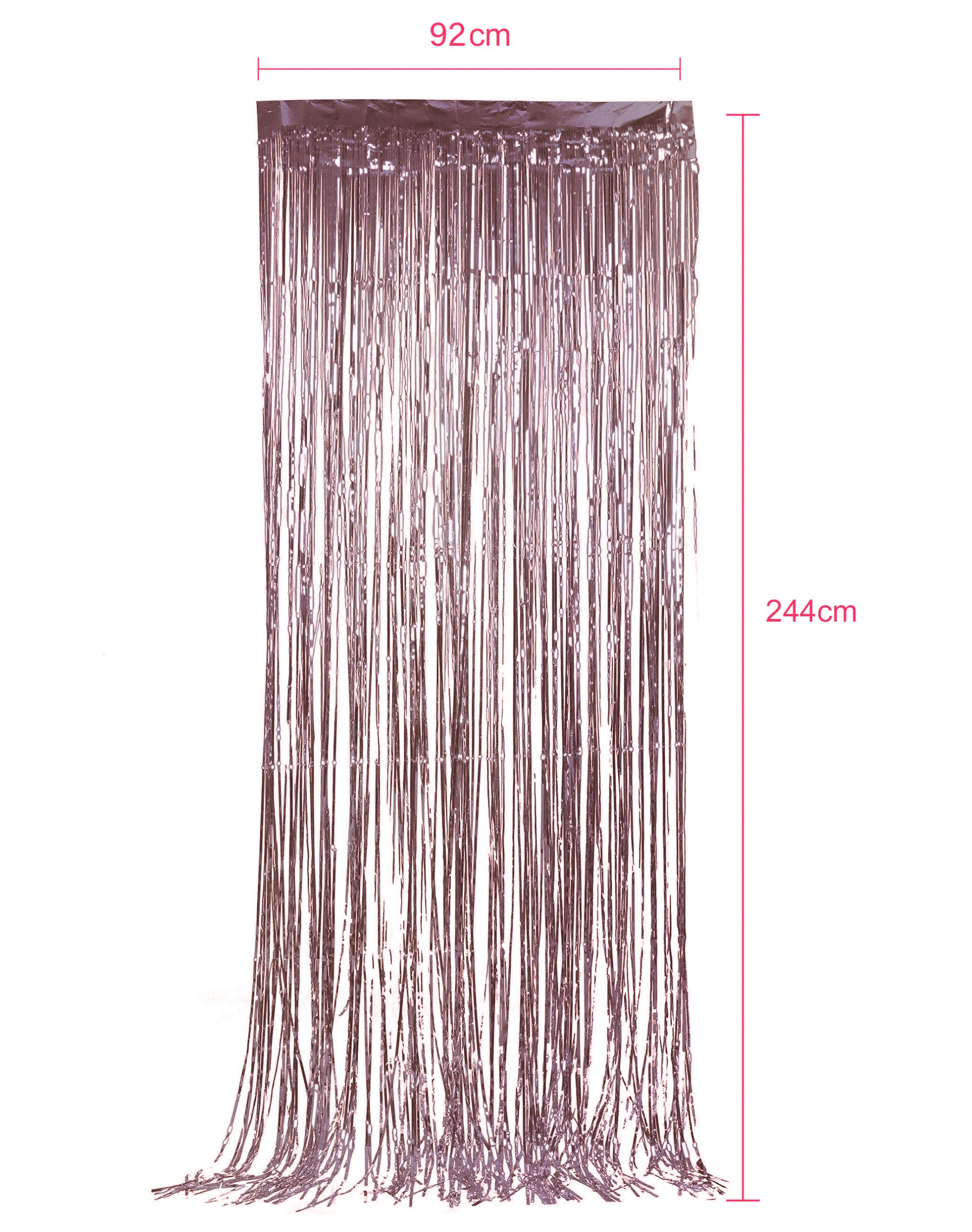 Dimensions du rideau scintillant à franges pour fête rose gold