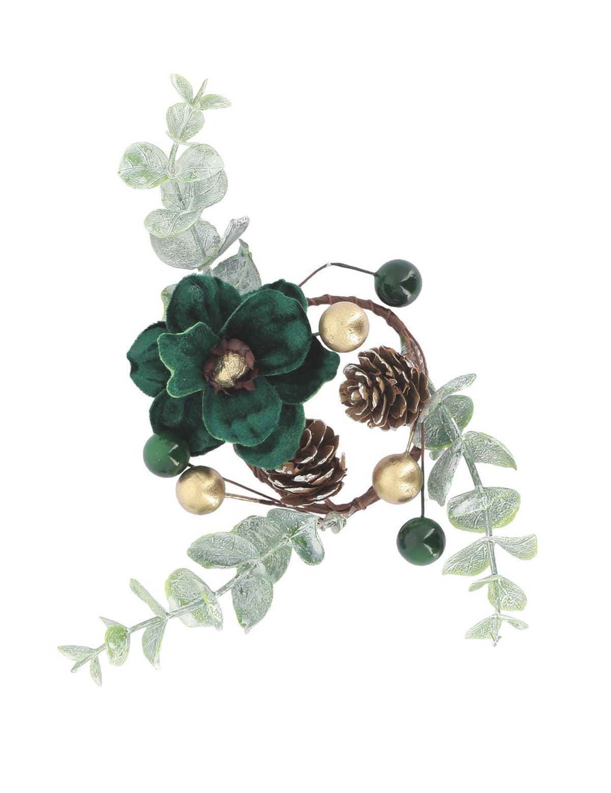 Rond de serviette Élégance velours vert anglais et or 14 cm