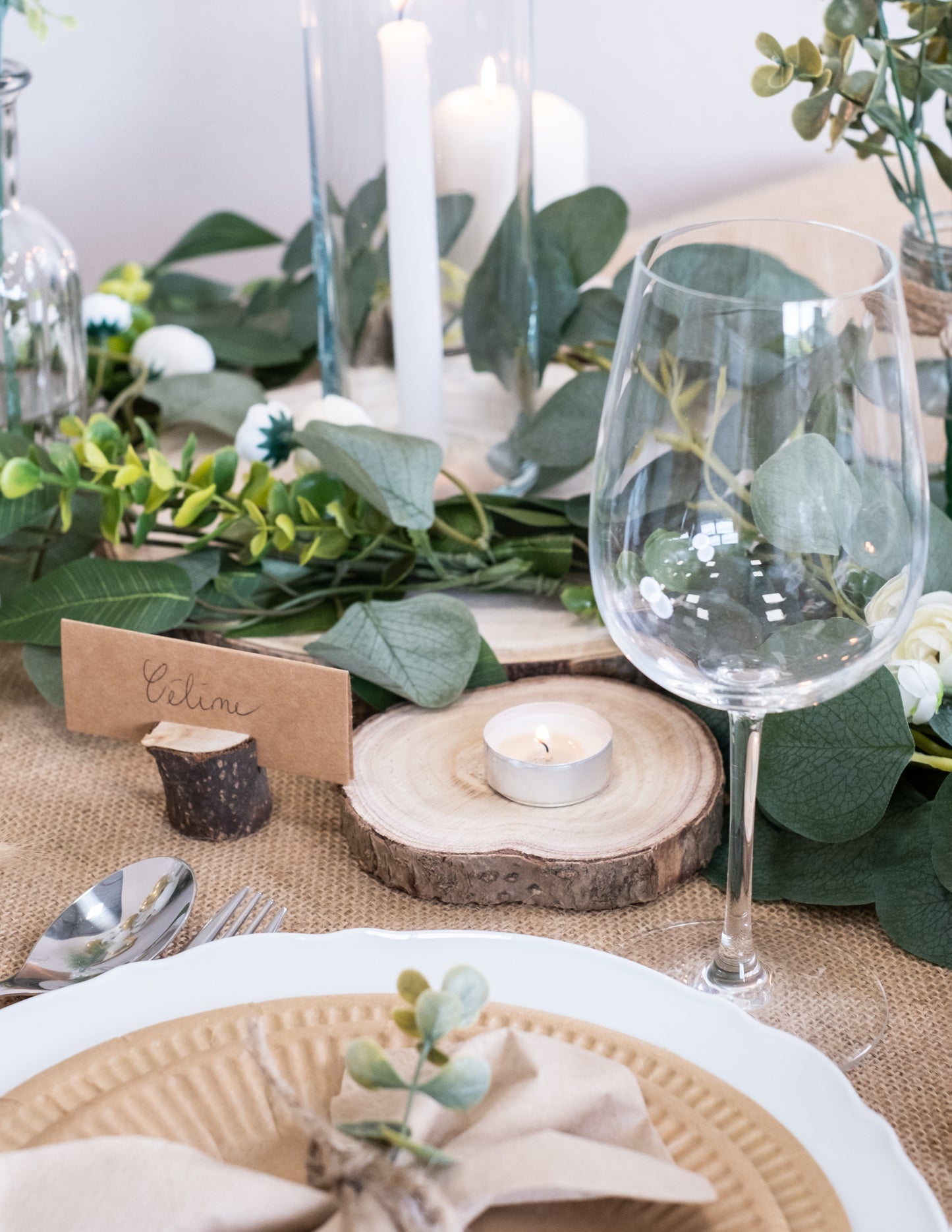 Rondin de bois naturel 10 à 12 cm pour décoration mariage