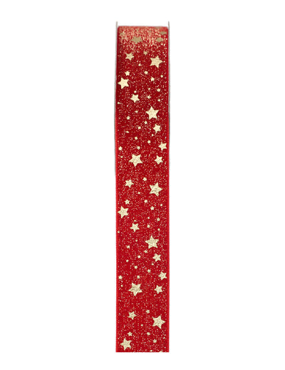 Crvena traka sa zlatnim zvijezdama 2,5 cm x 3 m