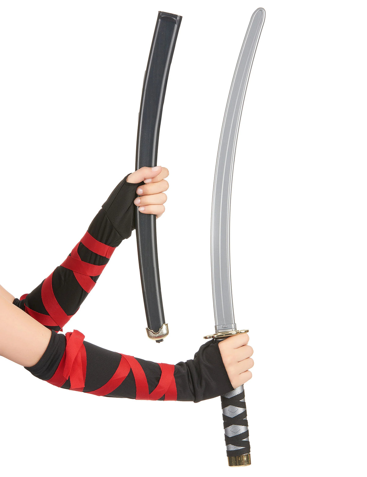 Sabre ninja en plastique pour adulte noir et gris avec son fourreau