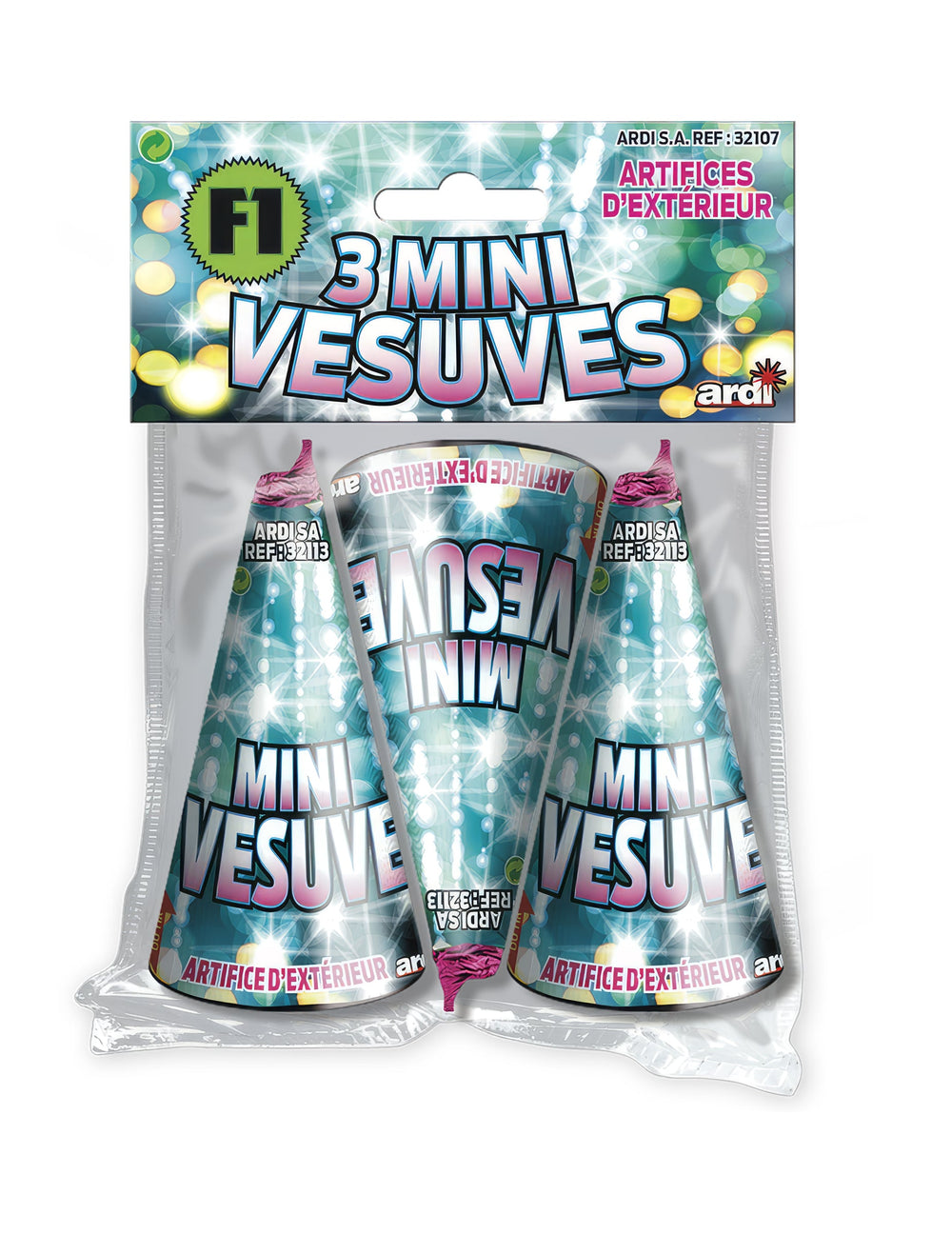 Fontaines scintillantes Mini Vésuve pour extérieur lot de 3 durée 25 secondes