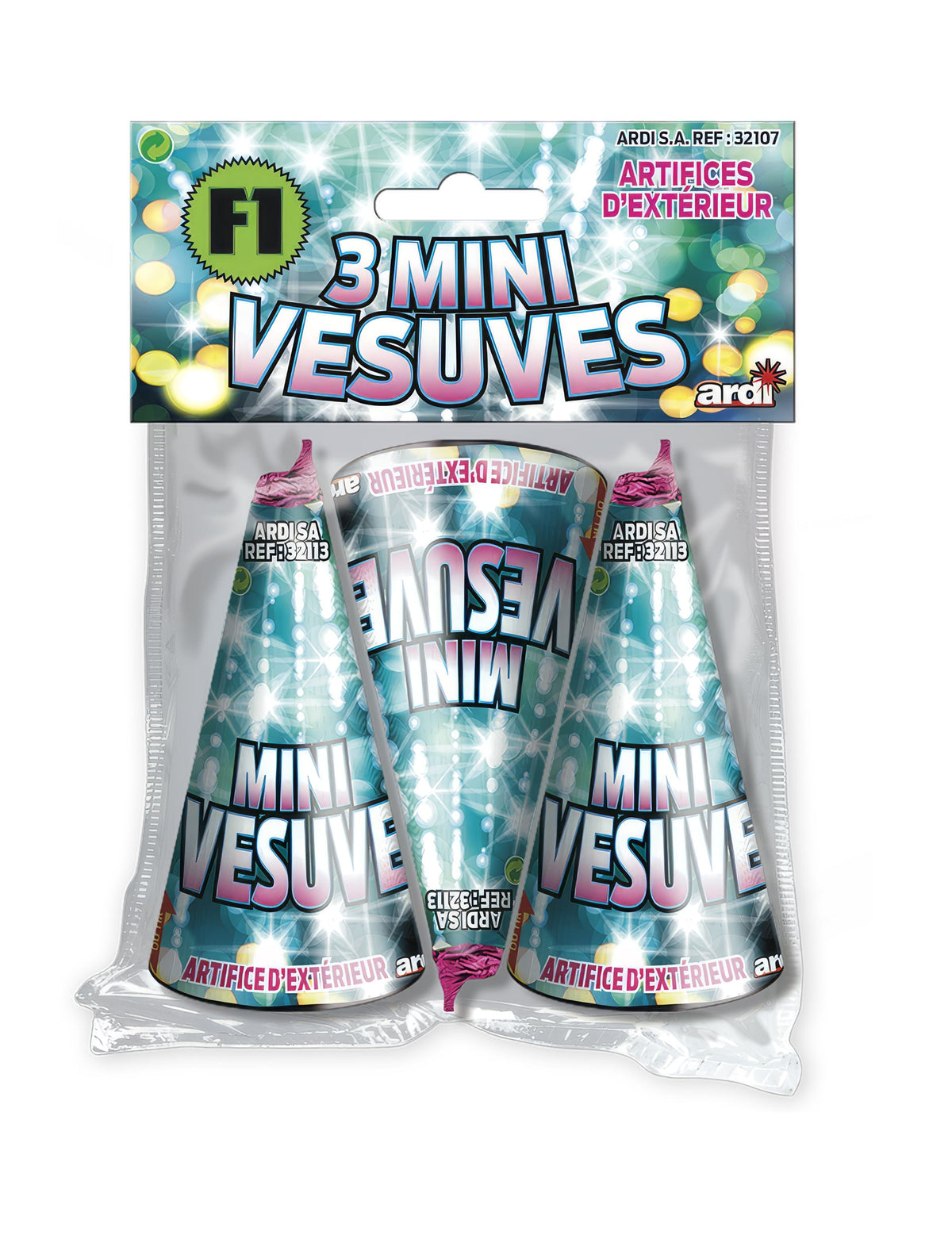 Fontaines scintillantes Mini Vésuve pour extérieur lot de 3 durée 25 secondes