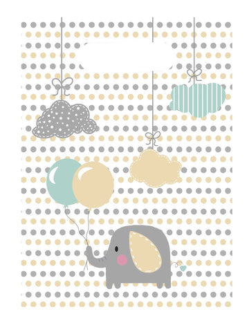 6 poklon vrećica za bebe, sivi i mint dizajn slona