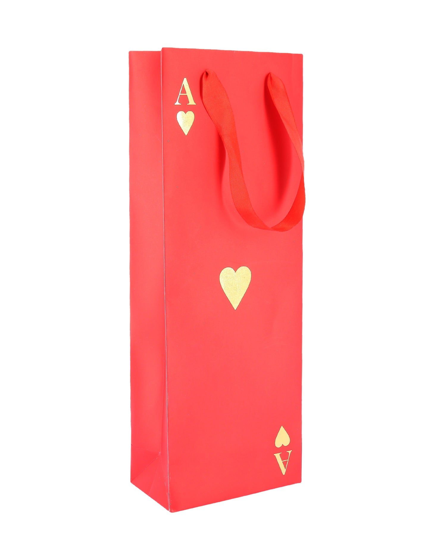 Poklon vrećica za bocu s crvenim srcem za damu 14 x 39 cm