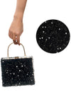 Sac velours et sequins noirs pour femme avec anse dorée