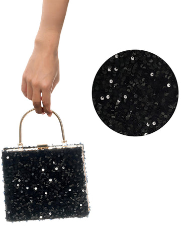 Crna baršunasta torba sa šljokicama