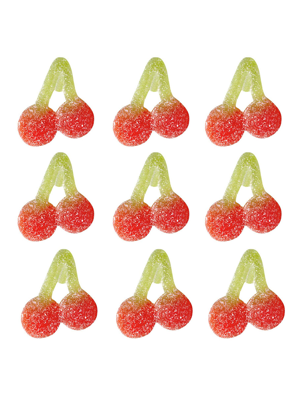 Detalji kiselih bombona u obliku trešanja iz vrećice bombona Cherry Pik Haribo