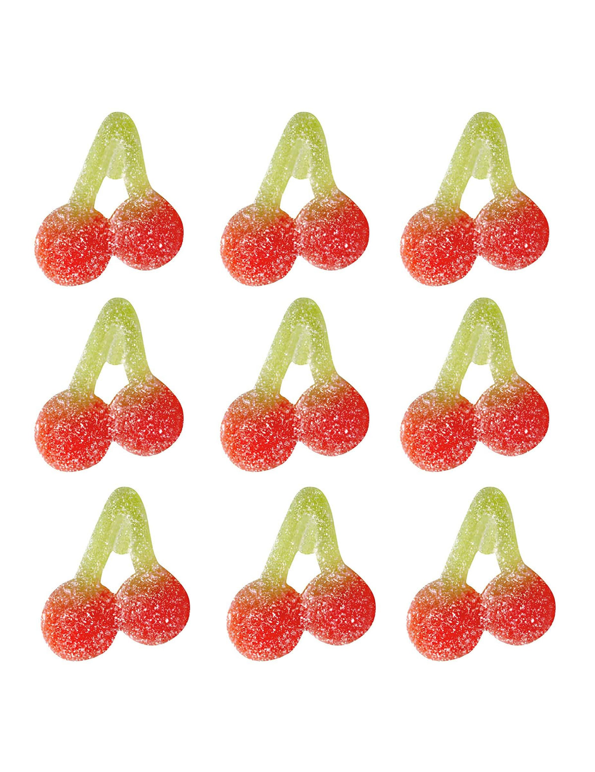 Detalji kiselih bombona u obliku trešanja iz vrećice bombona Cherry Pik Haribo