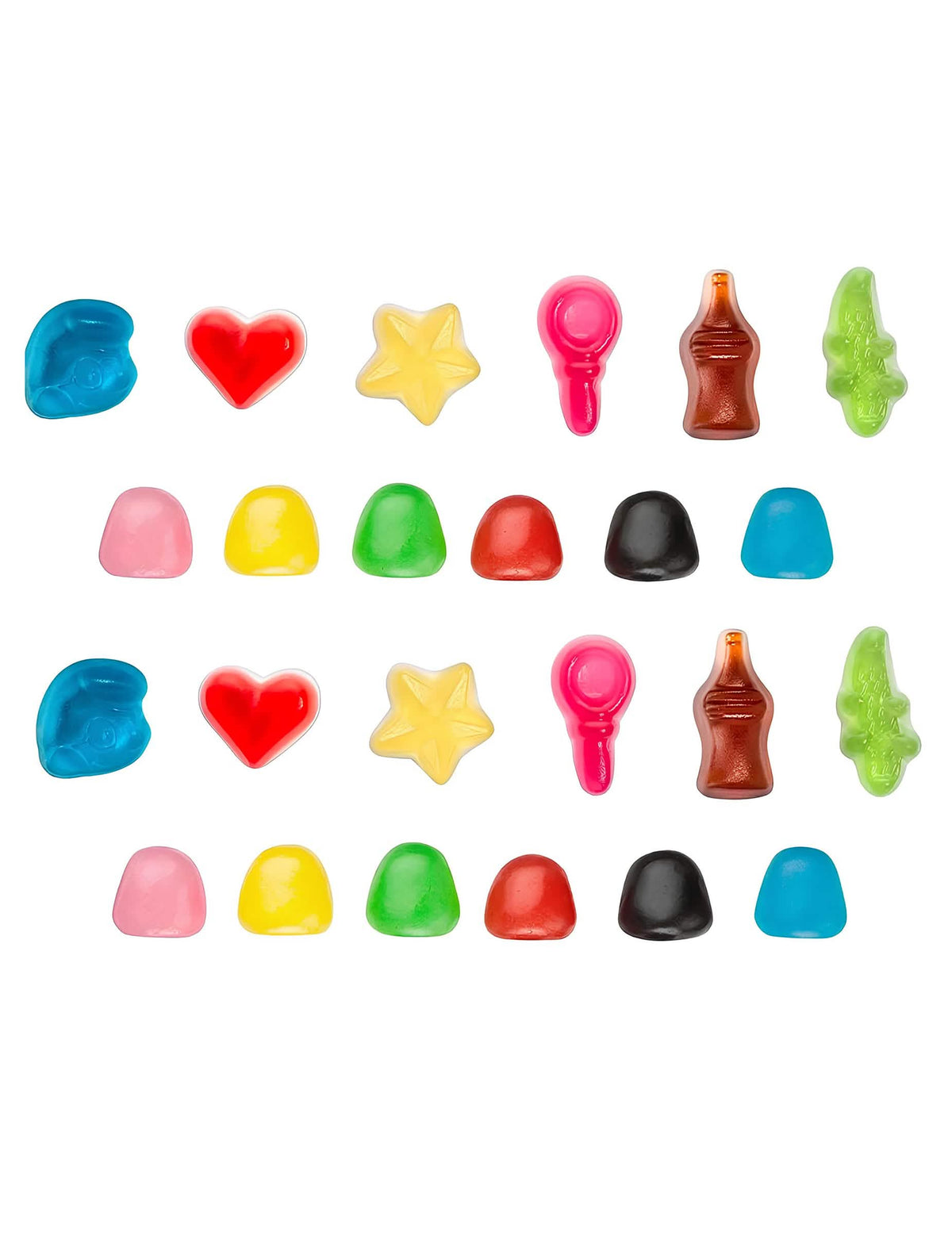 Detalji različitih oblika bomboni iz vrećice bomboni Happy'Life Haribo