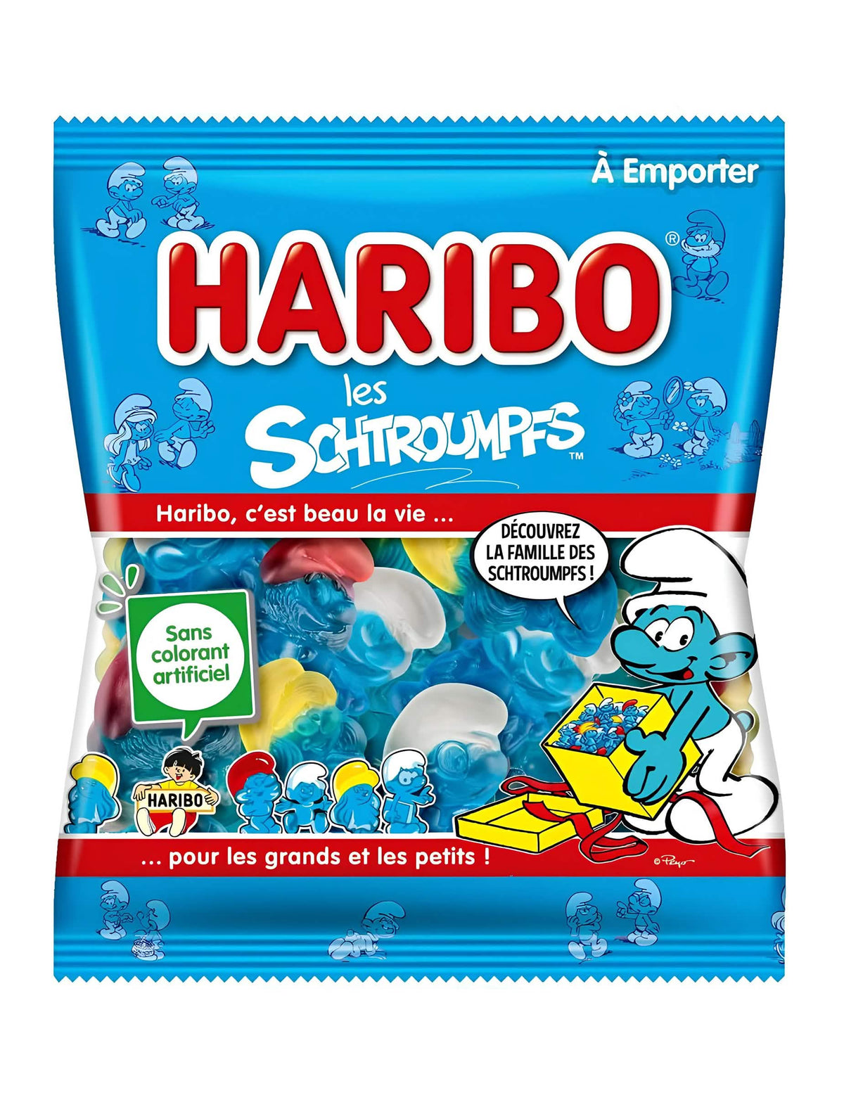 Vrećica bombona Štrumpfovi Haribo za male i velike plava i bijela 120 g