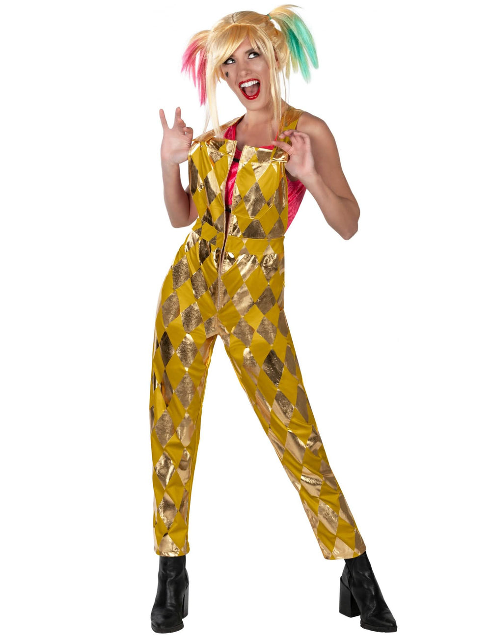 Prednji pogled na hlače s naramenicama Harley Quinn Birds of Prey™