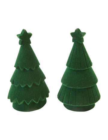 Zeleno božićno drvce od smole s efektom baršuna 11 cm, ukras za stol