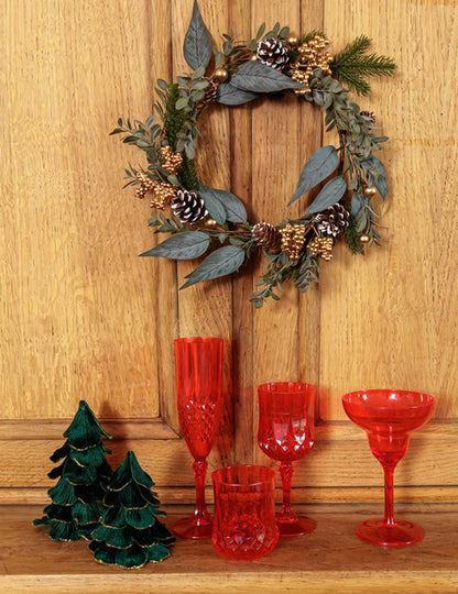 Sapin de Noël velours vert foncé et or 10 x 12 cm