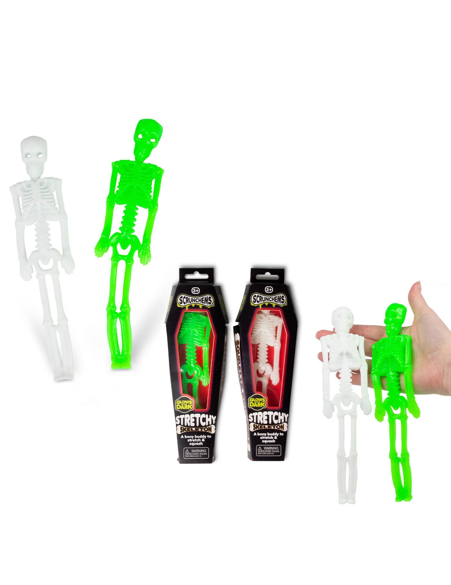 Scrunchems rastezljiva igračka kostur koja svijetli u mraku