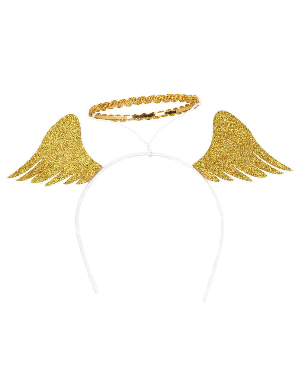 Vue de face du serre-tête ailes et auréole d'ange pour adulte