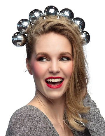 Srebrna traka za glavu s disko kuglom za odrasle